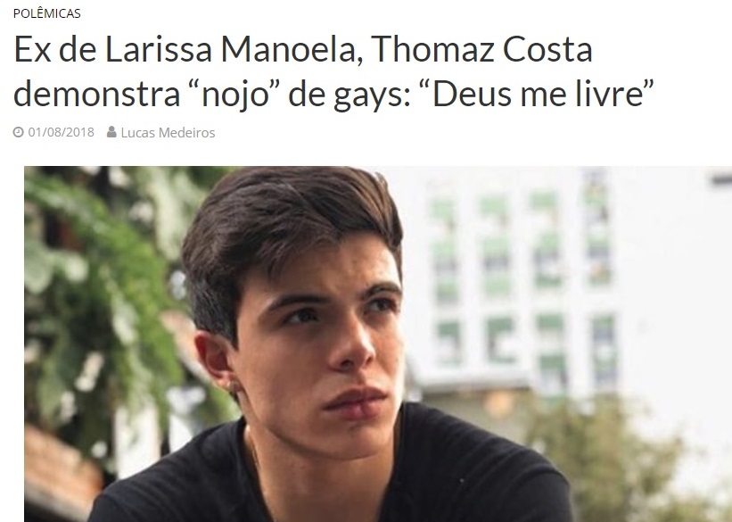 Thomaz Costa não disse ter nojo de gays