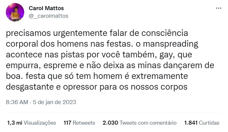 DJ Carol Mattos reclama de gays empurrando mulheres nas festas