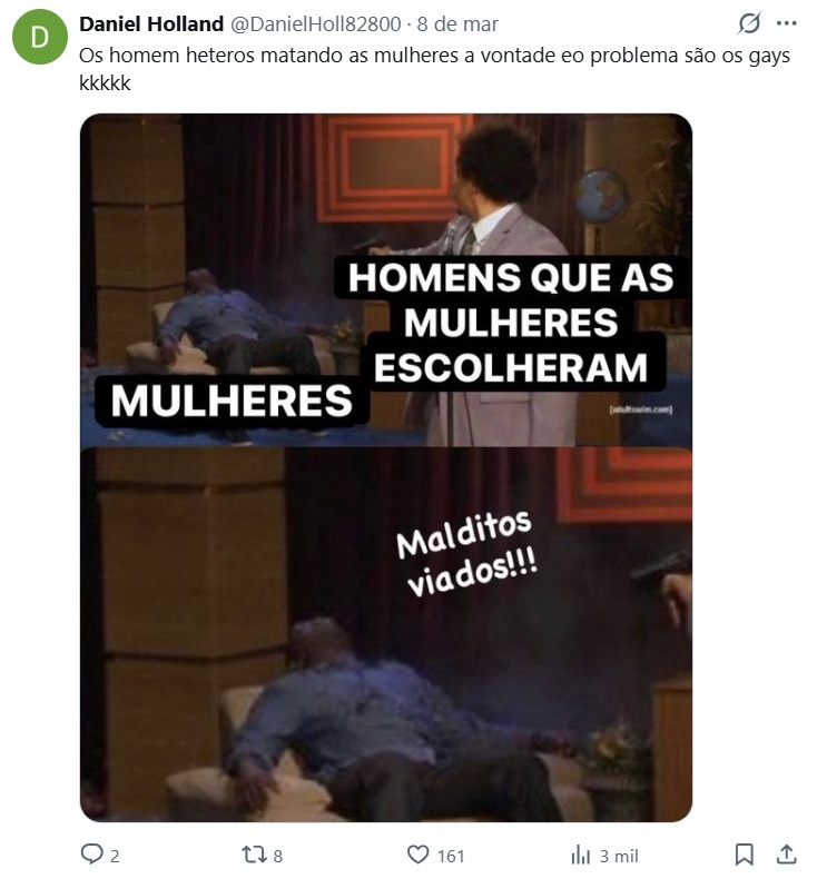 Diego Martins critica gays