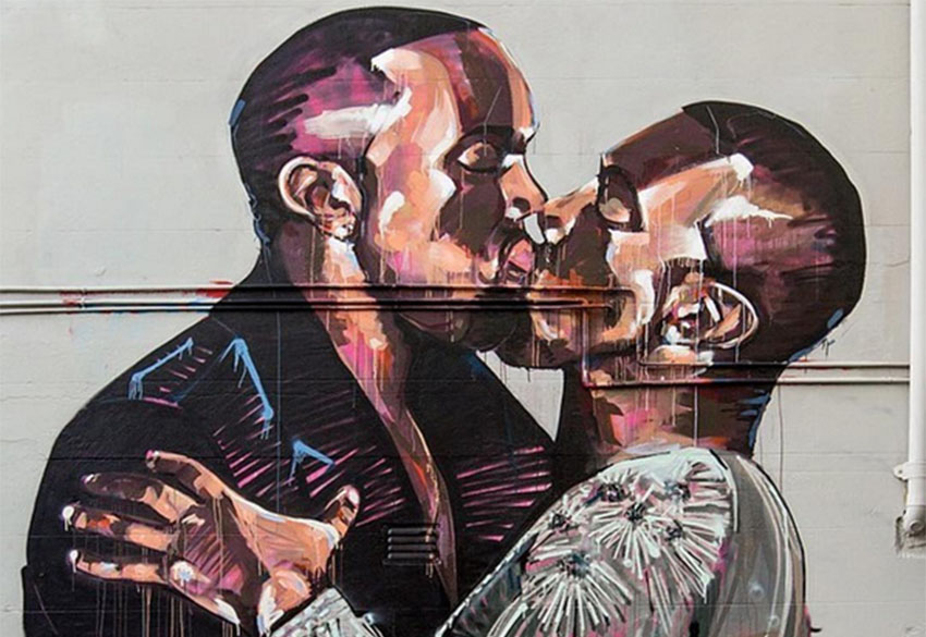 Kanye West beija ele mesmo em mural do australiano Scott Marsch