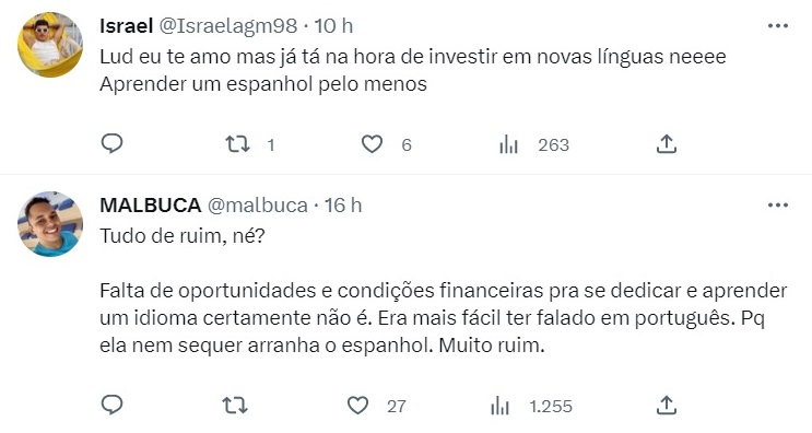 Ludmilla vira piada após tentar falar em espanhol