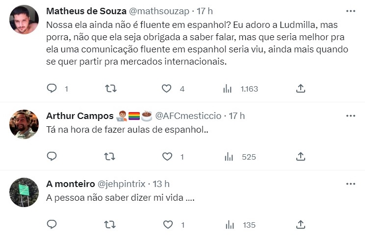 Ludmilla vira piada após tentar falar em espanhol