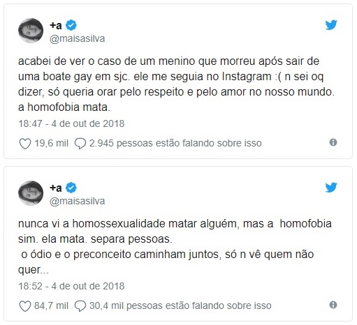 Maisa Silva lamenta morte de seguidor gay no Instagram