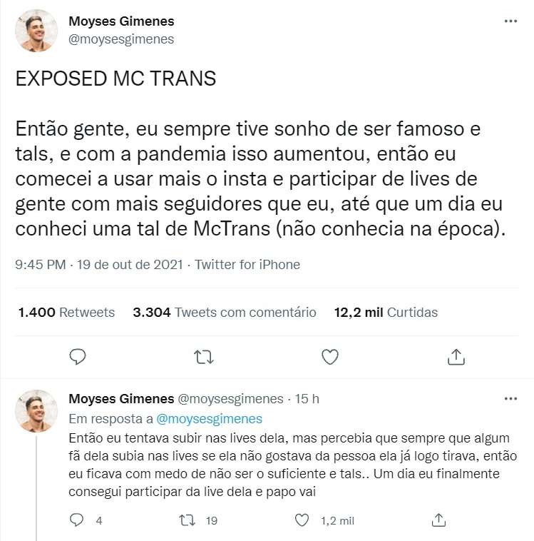 MC Trans exposed: Moyses Gimenes fala que foi enganado pela artista transexual