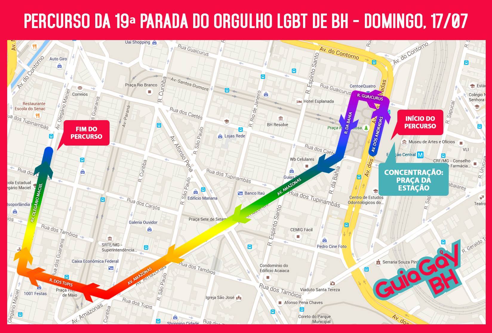 Novo trajeto da 19ª Parada do Orgulho LGBT de BH