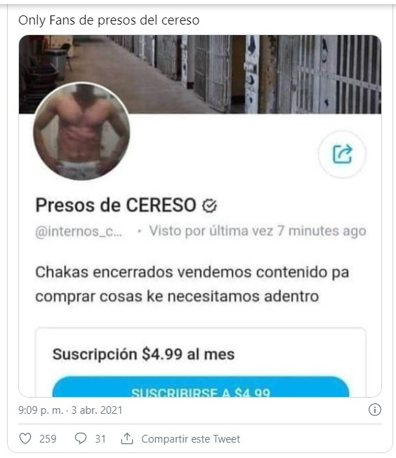 Presos no México criam conta no Onlyfans