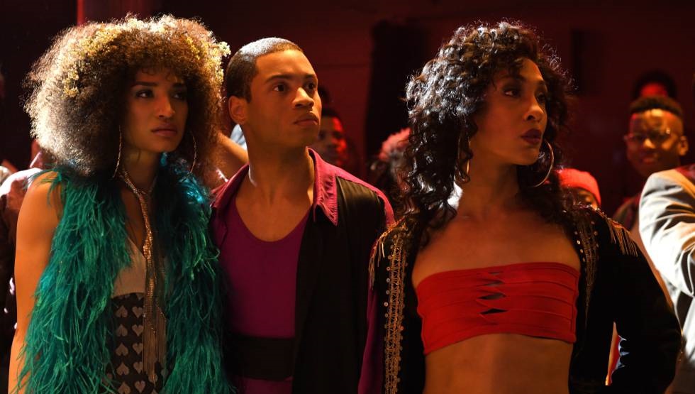 Indya Moore, Ryan Jamaal Swain e Mj Rodriguez na série Pose