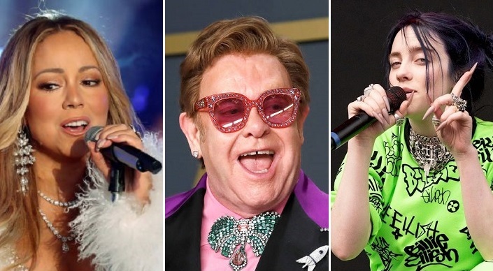 Contra a epidemia da Covid-19, Mariah Carey, Elton John e Billie Eilish farão shows dentro de suas casas