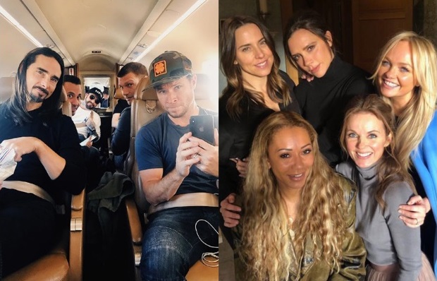Girl power: Backstreet Boys se vestem de Spice Girls em show